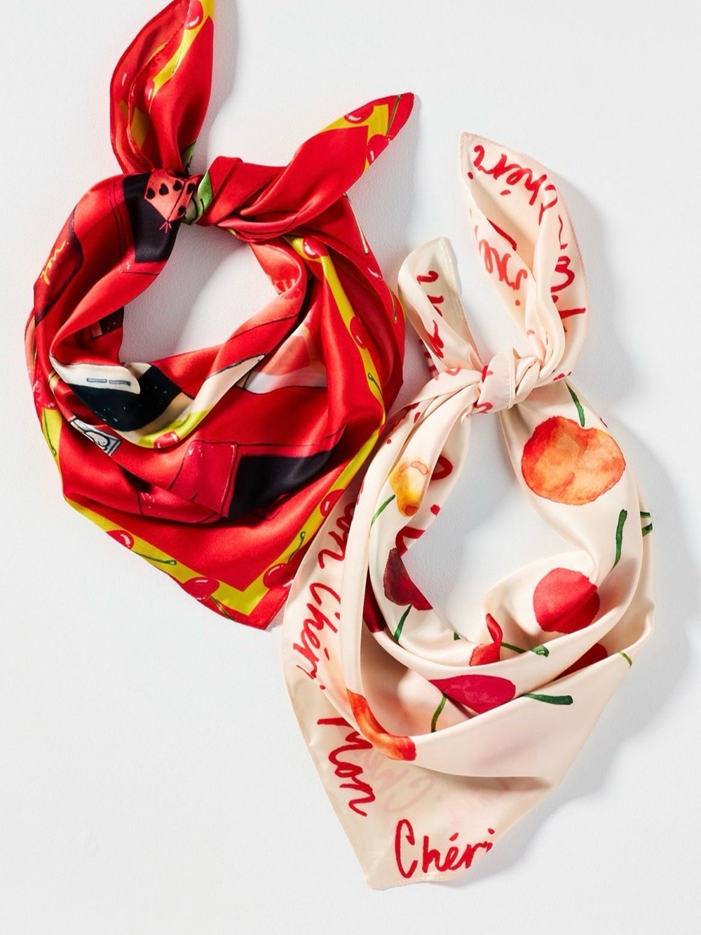 Anthropologie x Nikki Ackerman Silky Cherry Hair Scarves